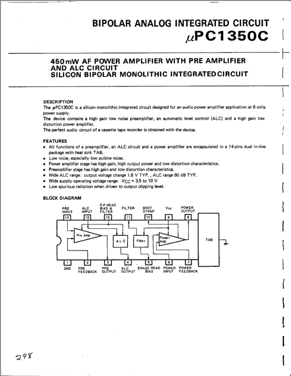 Datasheet UPC1350C Specification - ManualMachine.com