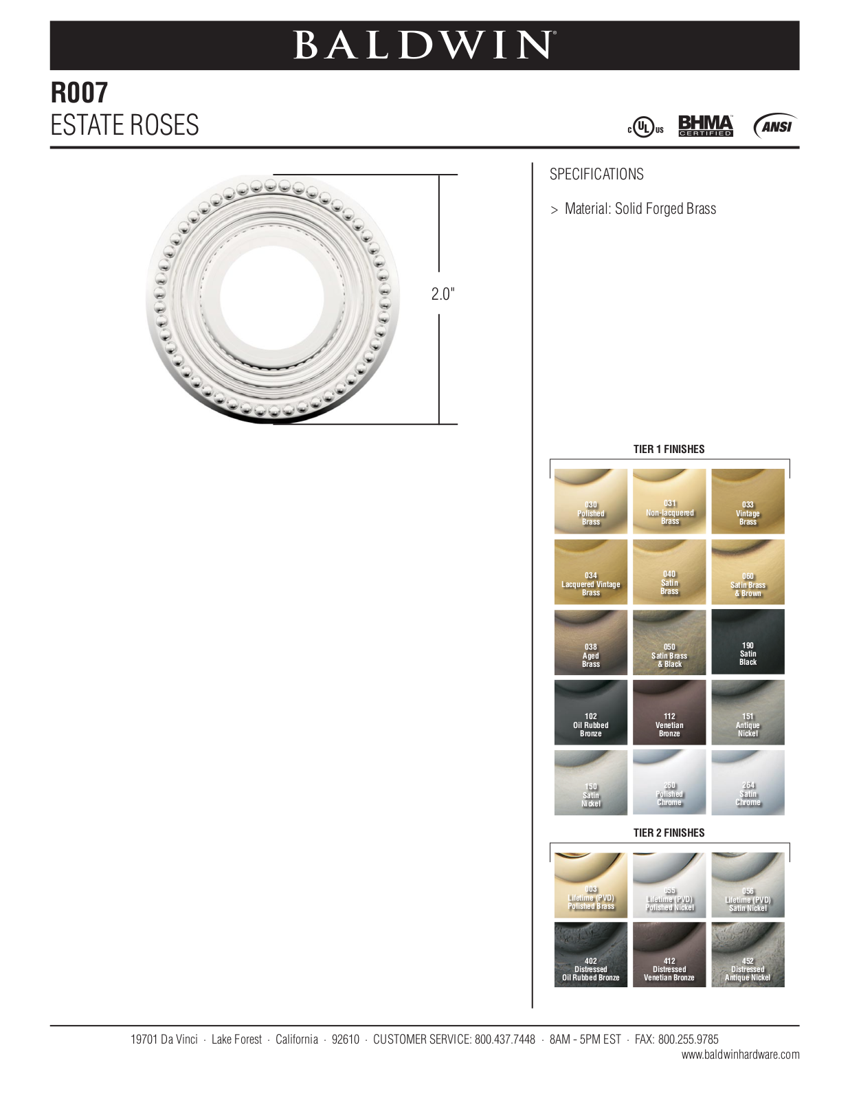 Baldwin R007 User Manual