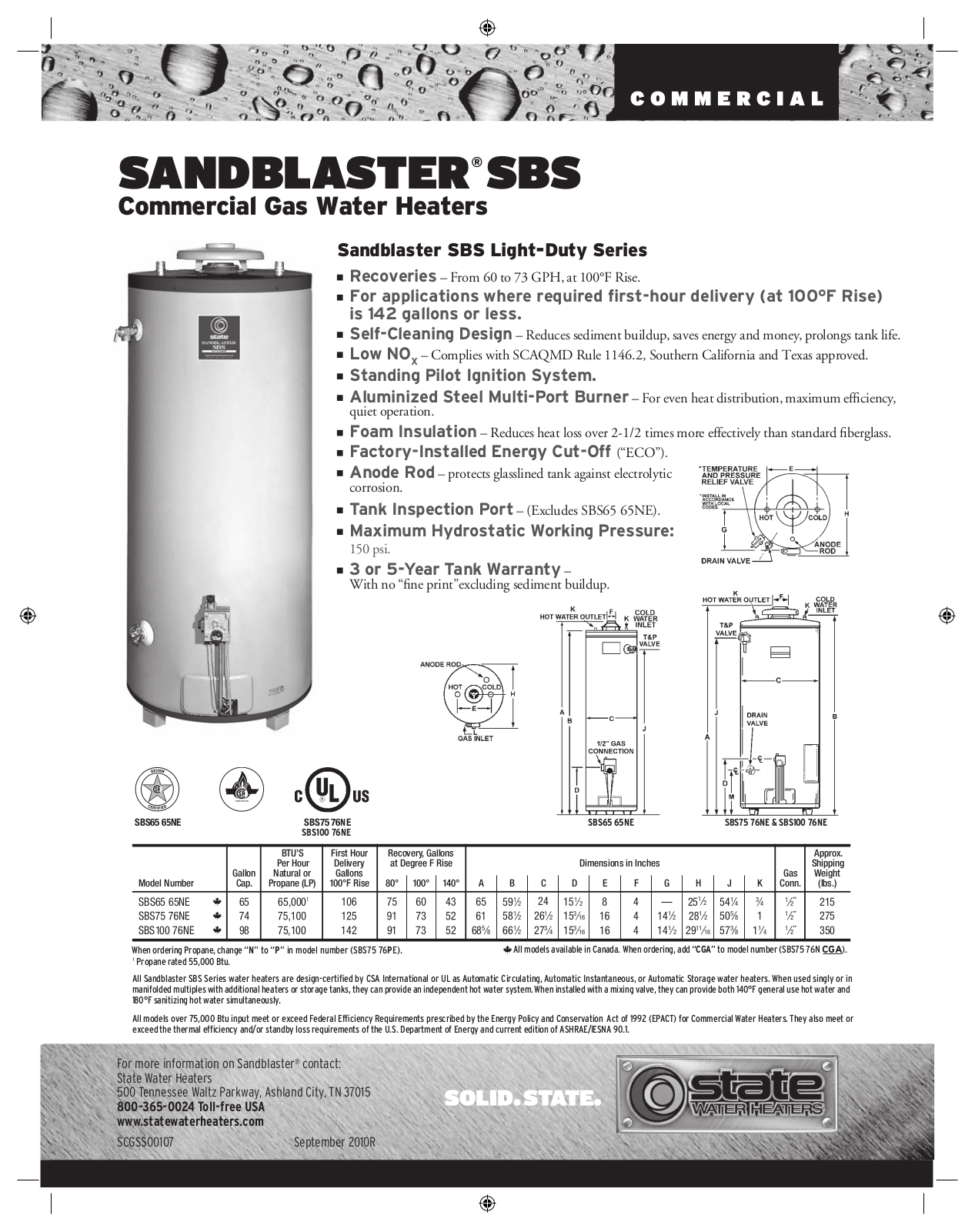 State SBS65 65NE User Manual