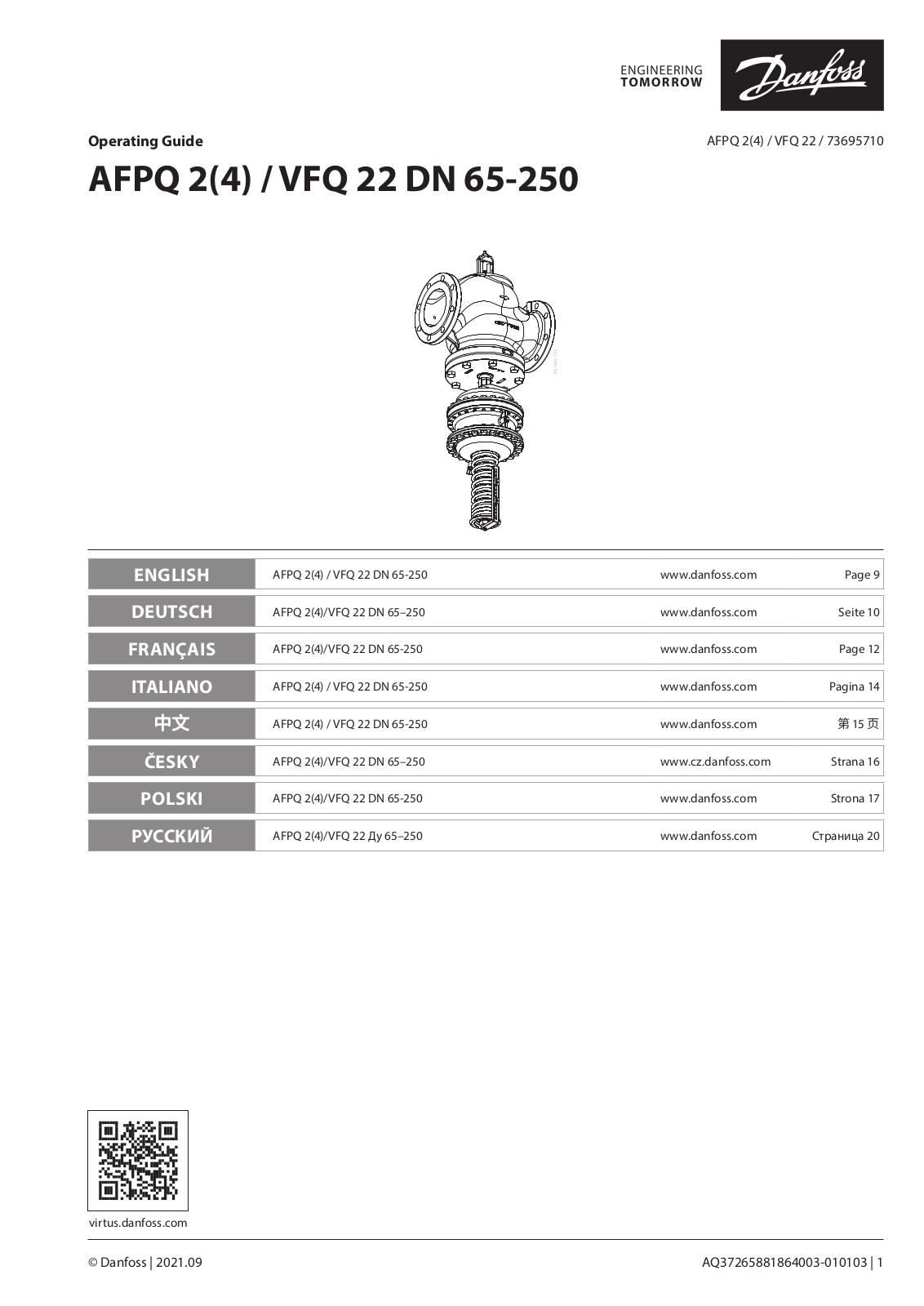 Danfoss AFPQ 2(4) / VFQ 22 DN 65-250 Operating guide