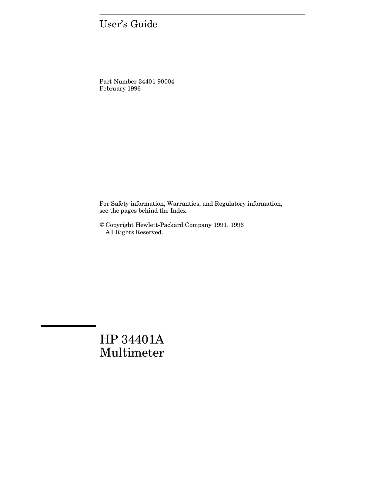 HP 34401A User Manual