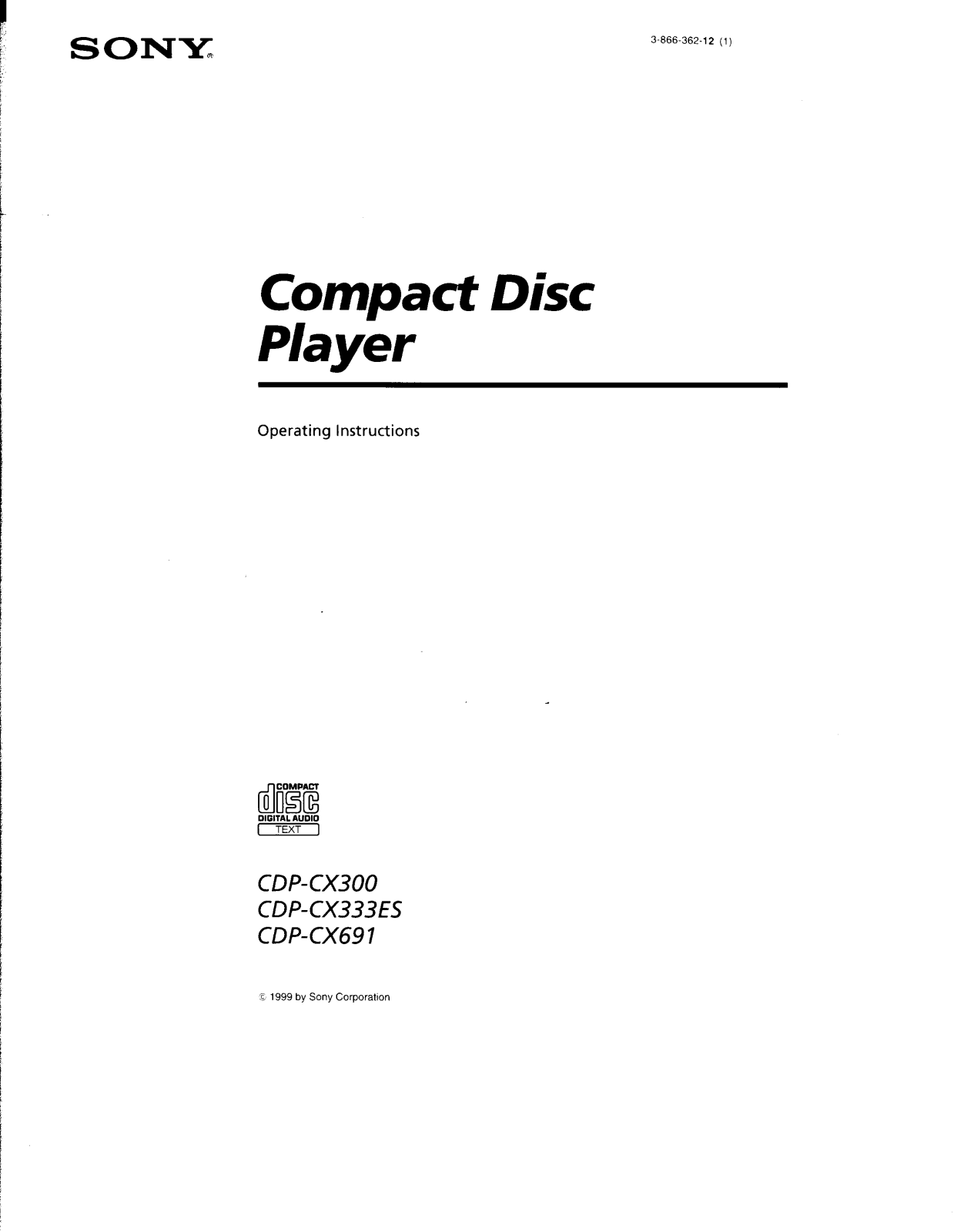 Sony CDP-CX333ES, CDP-CX691 Operating Instruction