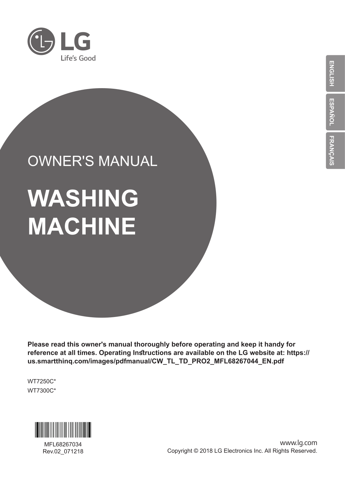 LG WT7300CV User Manual