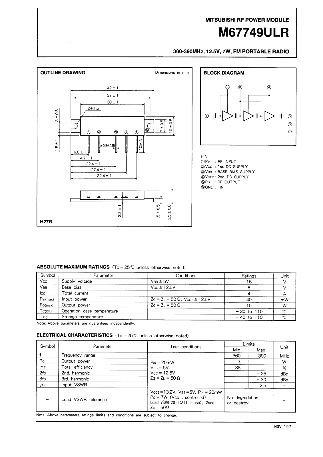 Mitsubishi M67749ULR Datasheet