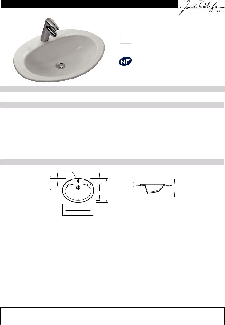 Jacob Delafon OVALE DESSUS E1273-00 User guide