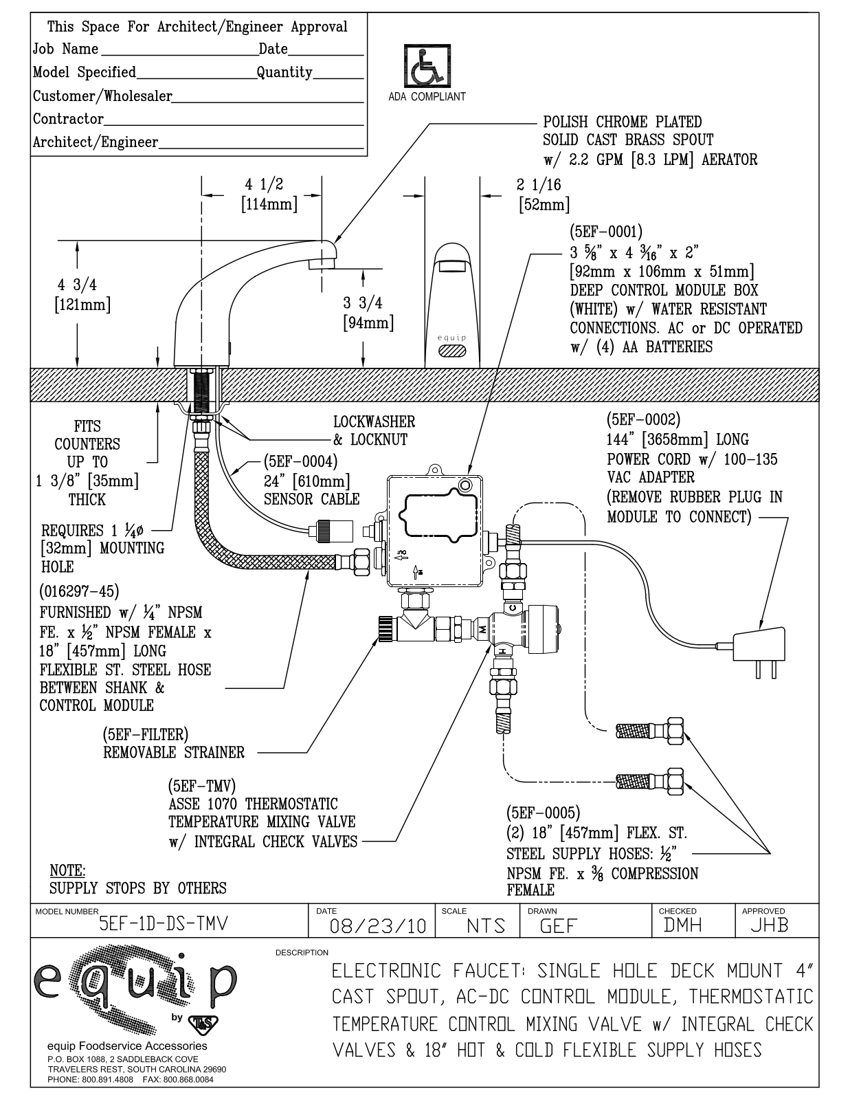 T & S Brass & Bronze Works 5EF-1D-DS-TMV General Manual