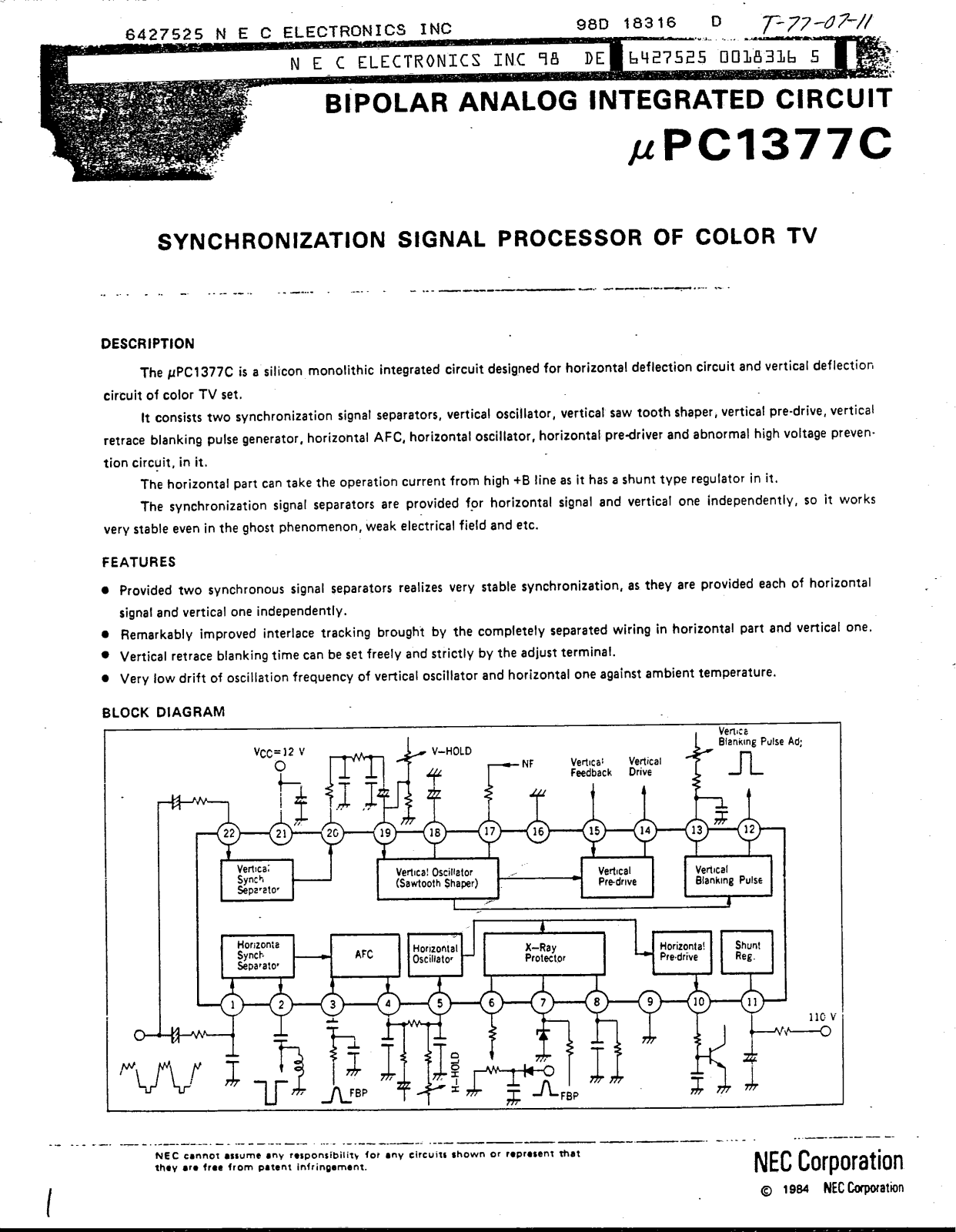 Datasheet UPC1377C Specification - ManualMachine.com