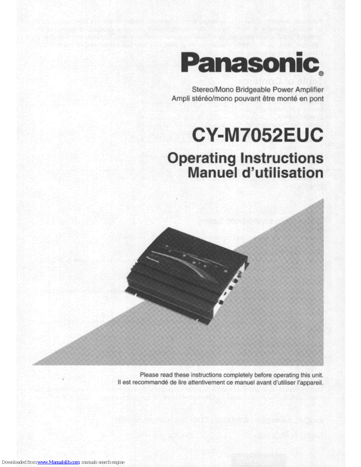 Panasonic CY-M7052, CY-M7052EUC Operating Instructions Manual