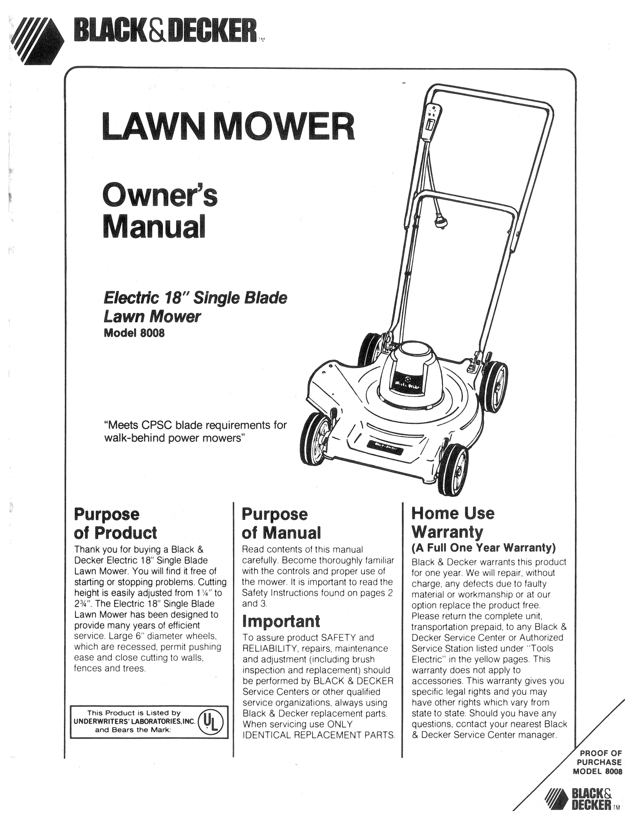 Black & Decker 8008 User Manual