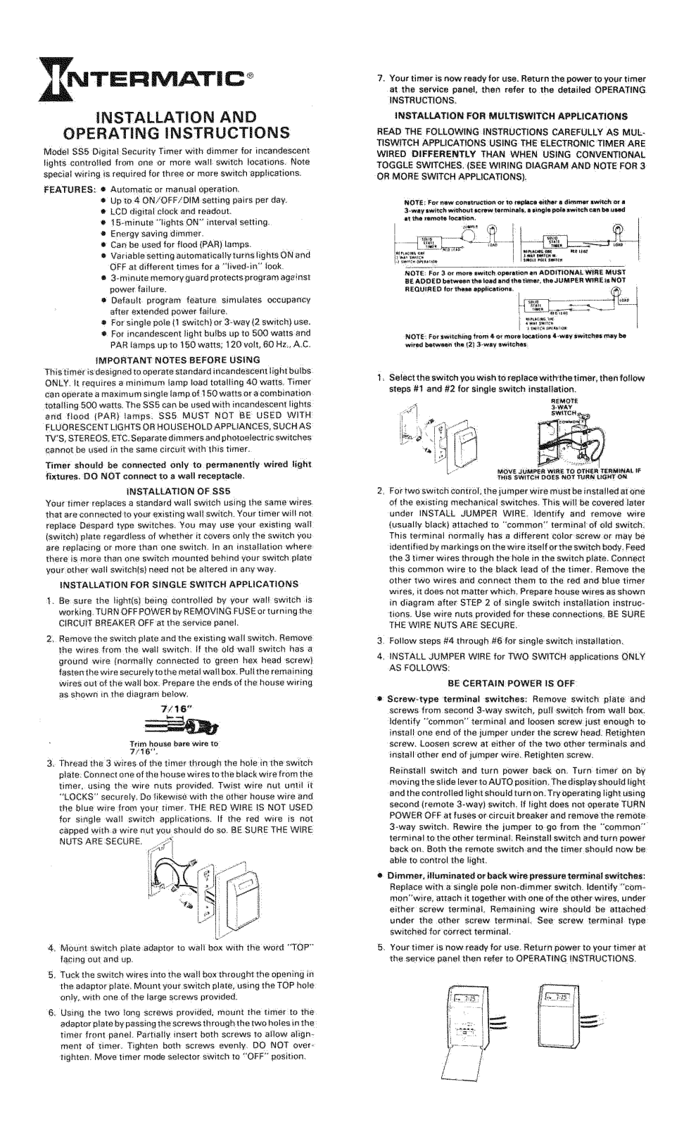 Intermatic 158SS7787 User Manual