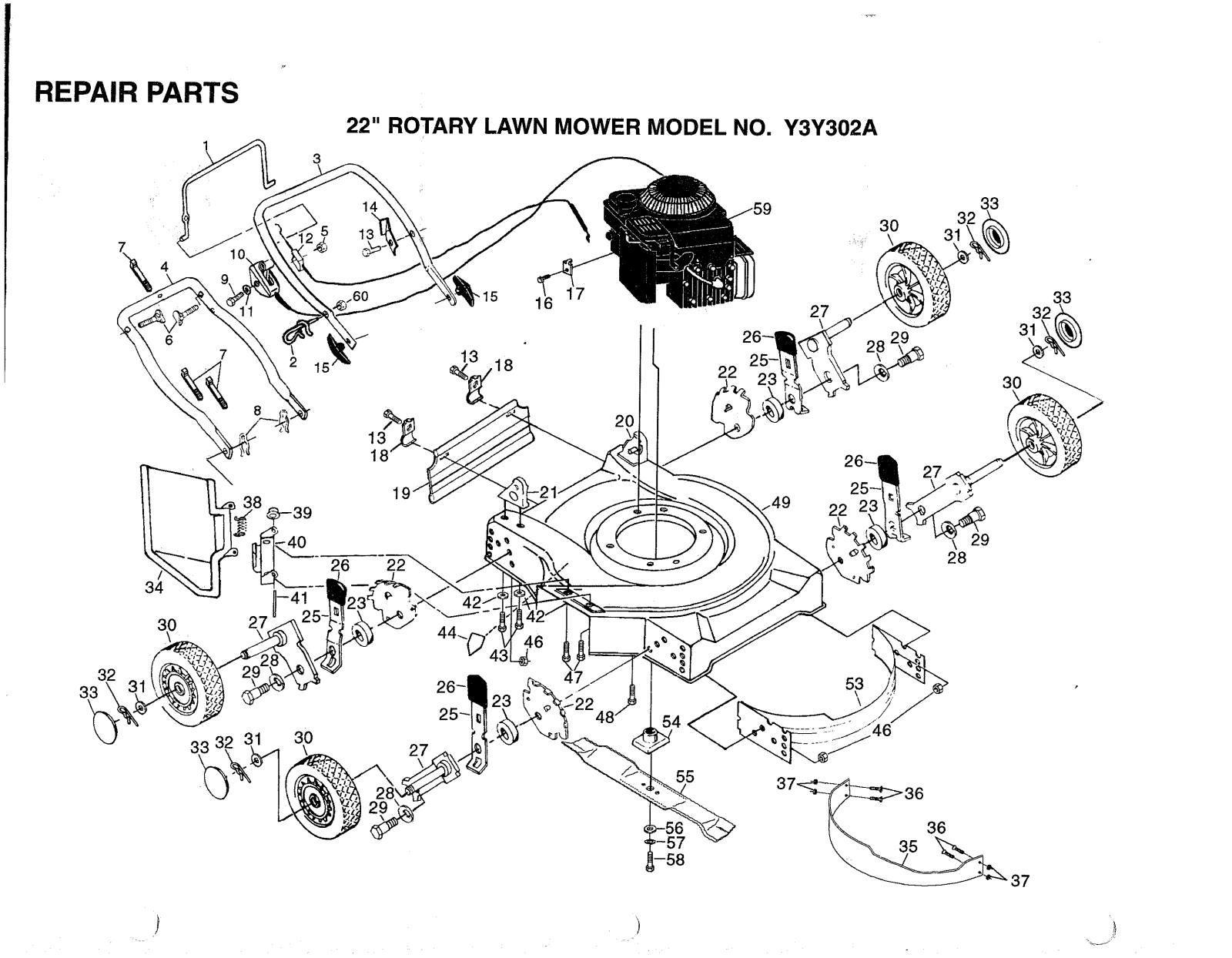 AYP Y3Y302A Parts List