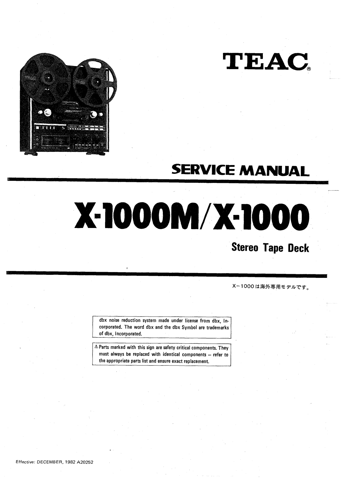 TEAC X-1000-M Service manual