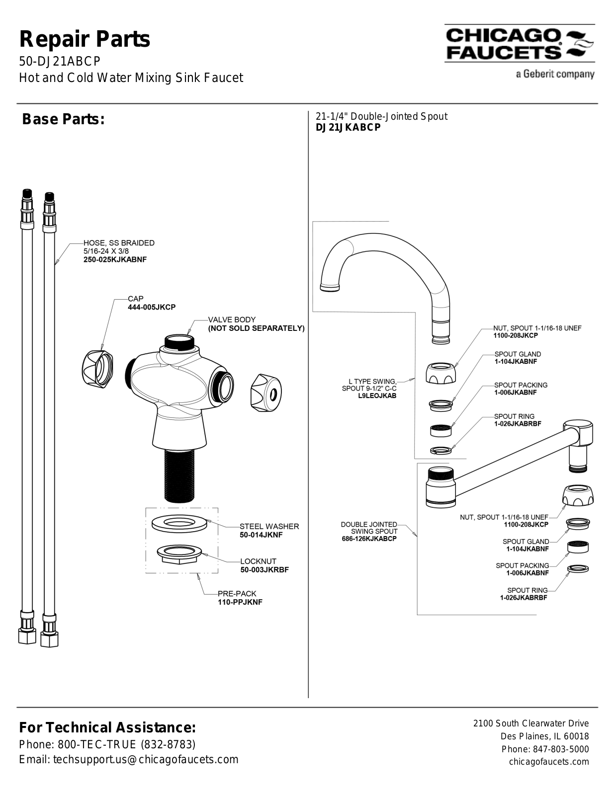 Chicago Faucet 50-DJ21ABCP User Manual