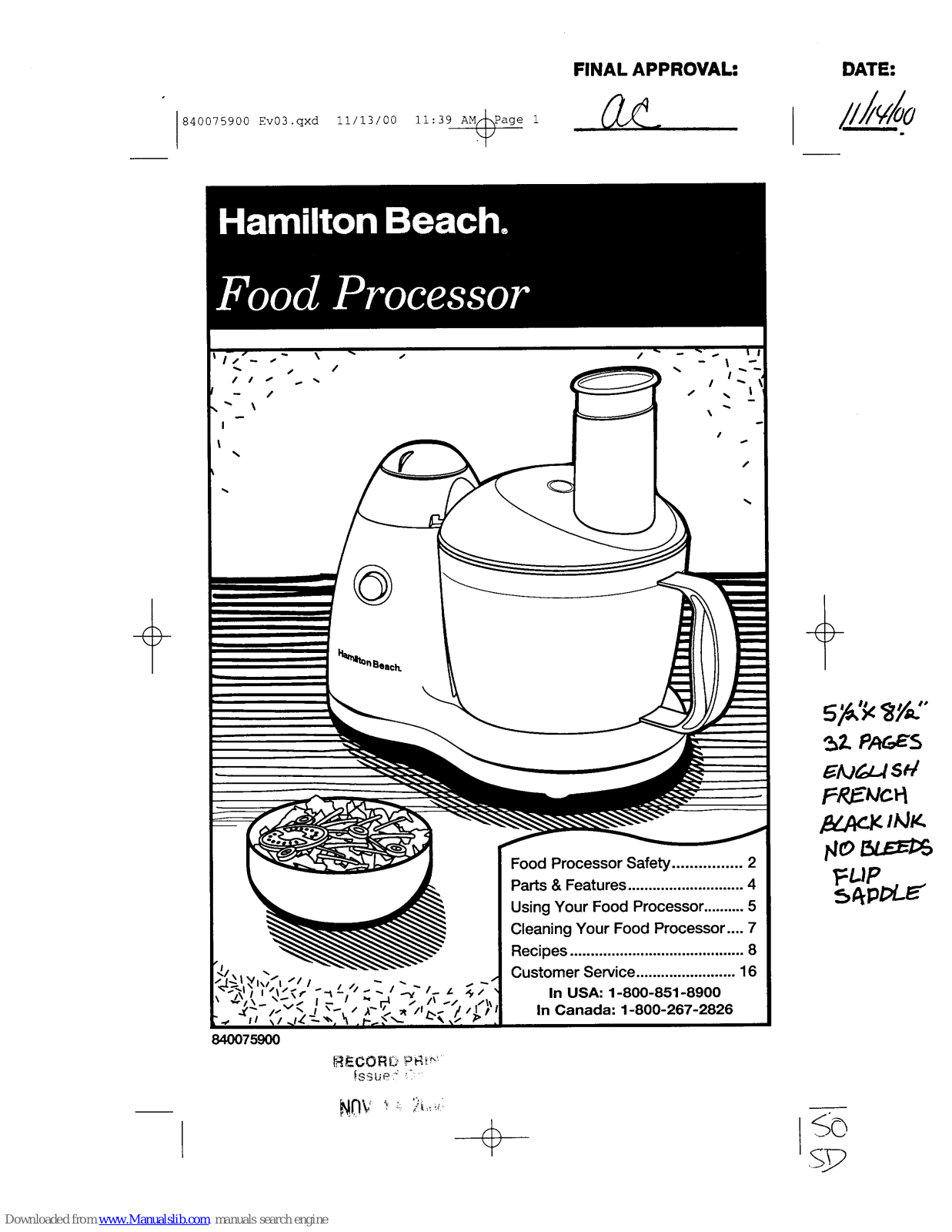 Hamilton Beach 70550, 70560, 70550R, 70550RC, 70550RL Use & Care Manual