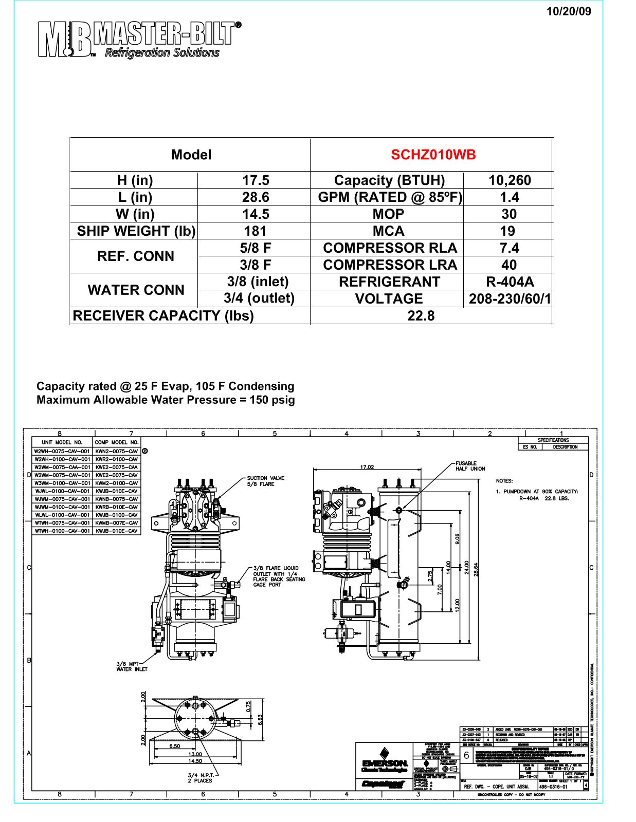 Master-Bilt SCHZ010WB User Manual