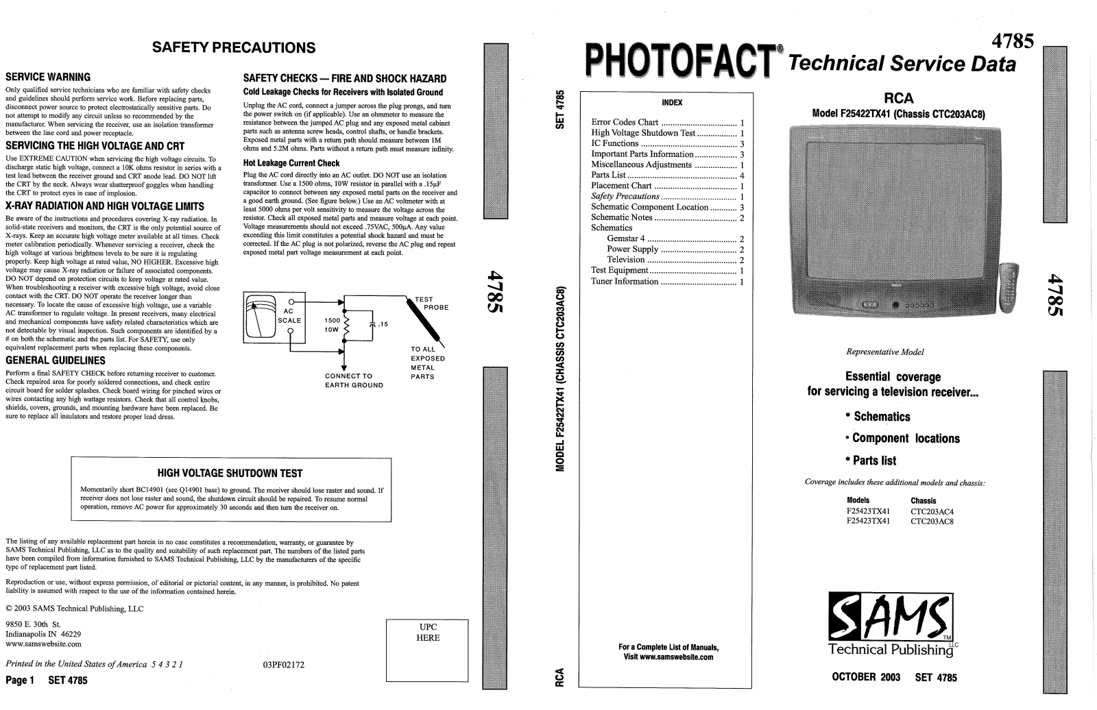 SONY 46V4100 Service Manual