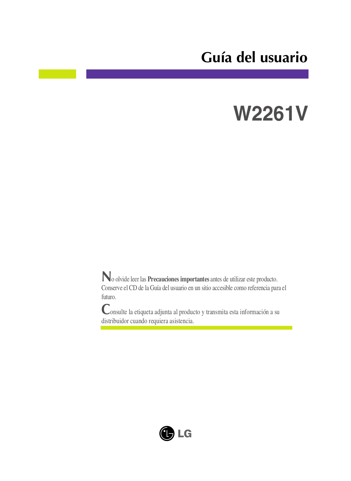 Lg W2261V User Manual