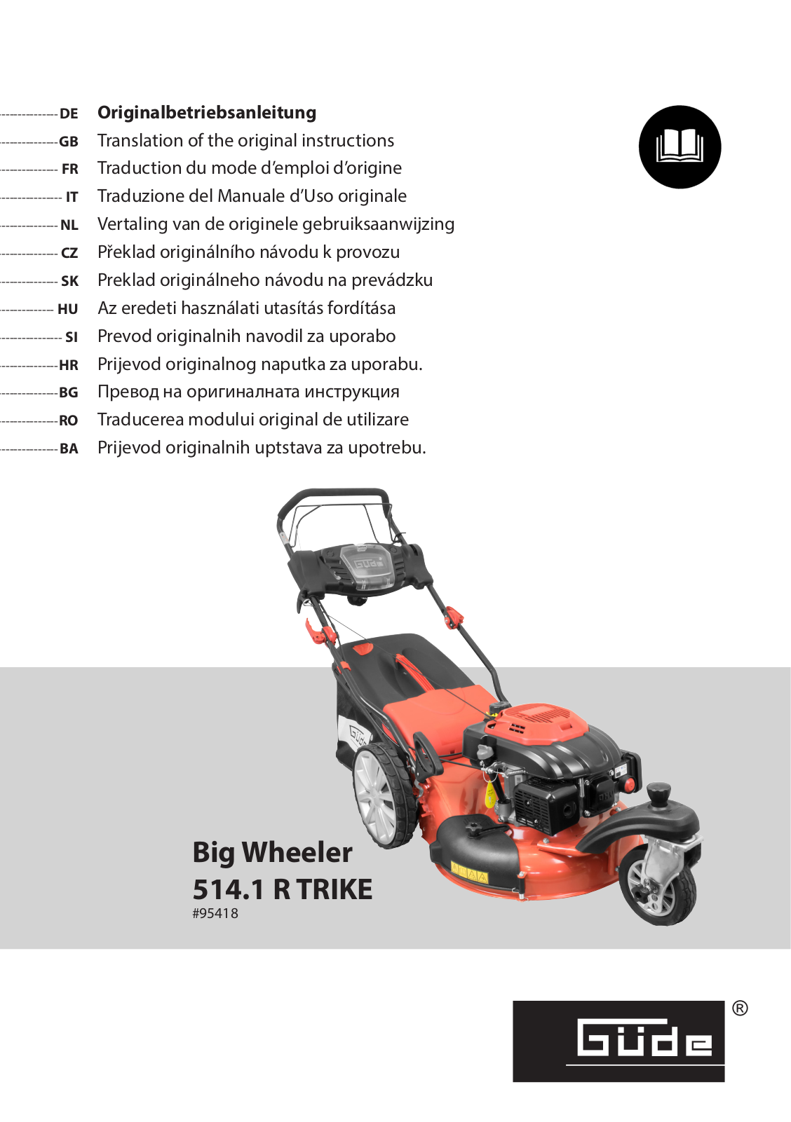 Güde BIG WHEELER 514.1 R TRIKE operation manual