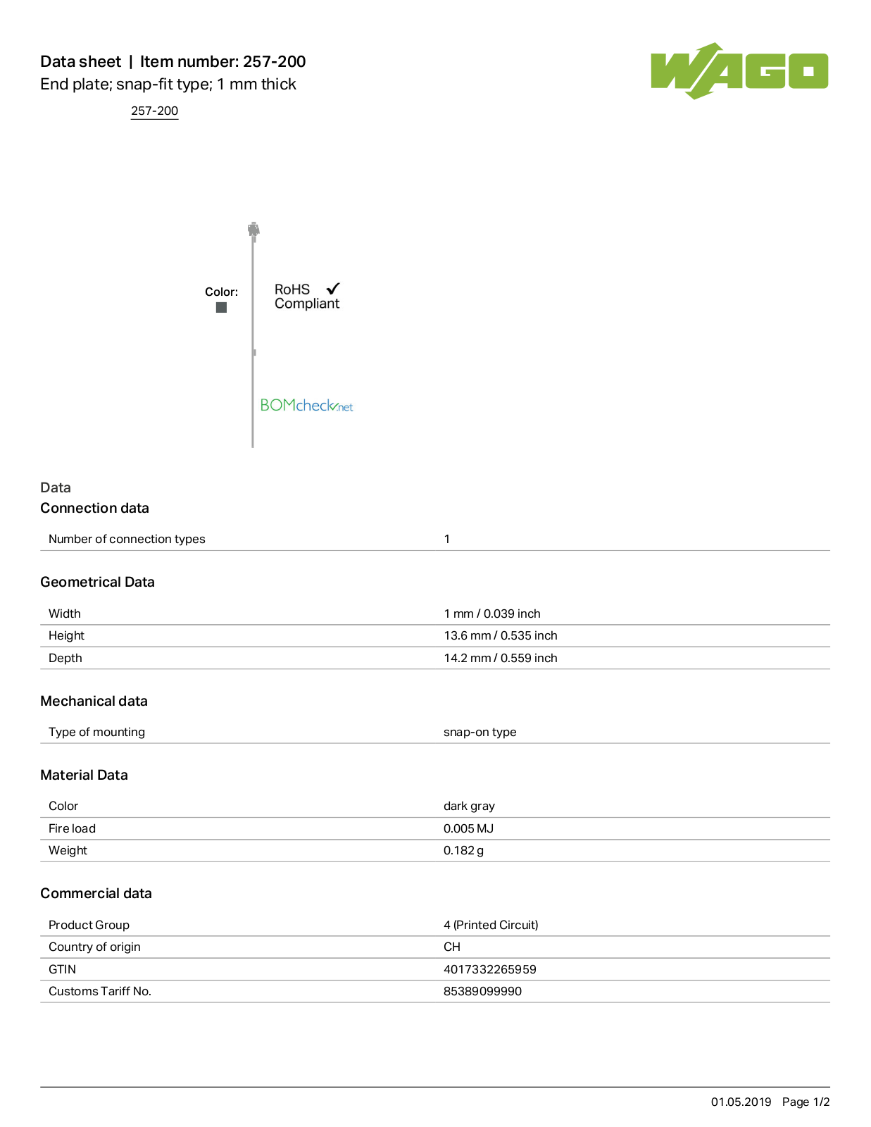 Wago 257-200 Data Sheet