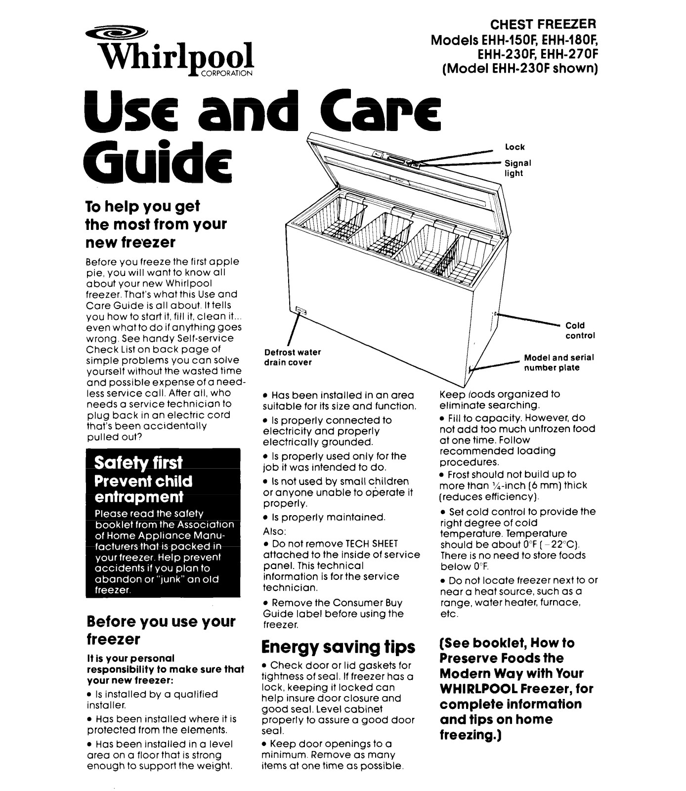 Whirlpool EHH-1806, EHH-230F, EHH-270F User Manual - ManualMachine.com