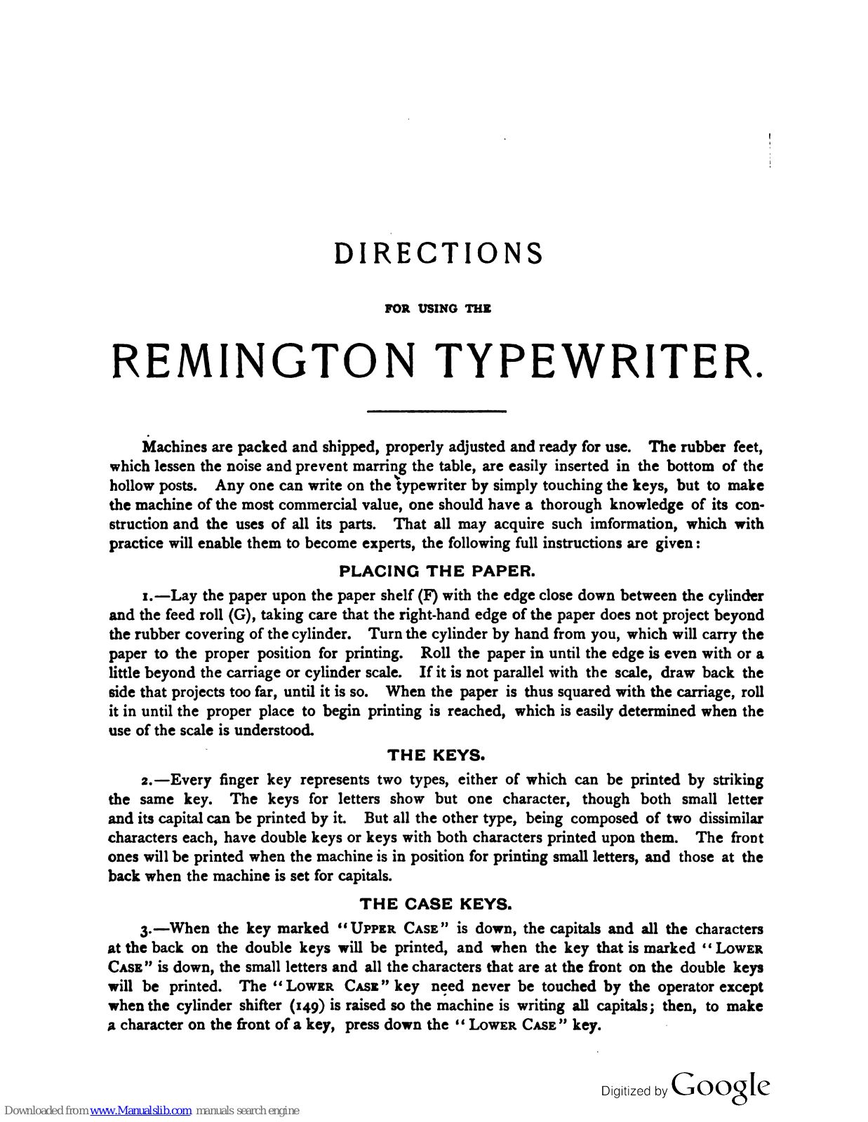 Remington Business series Directions For Using