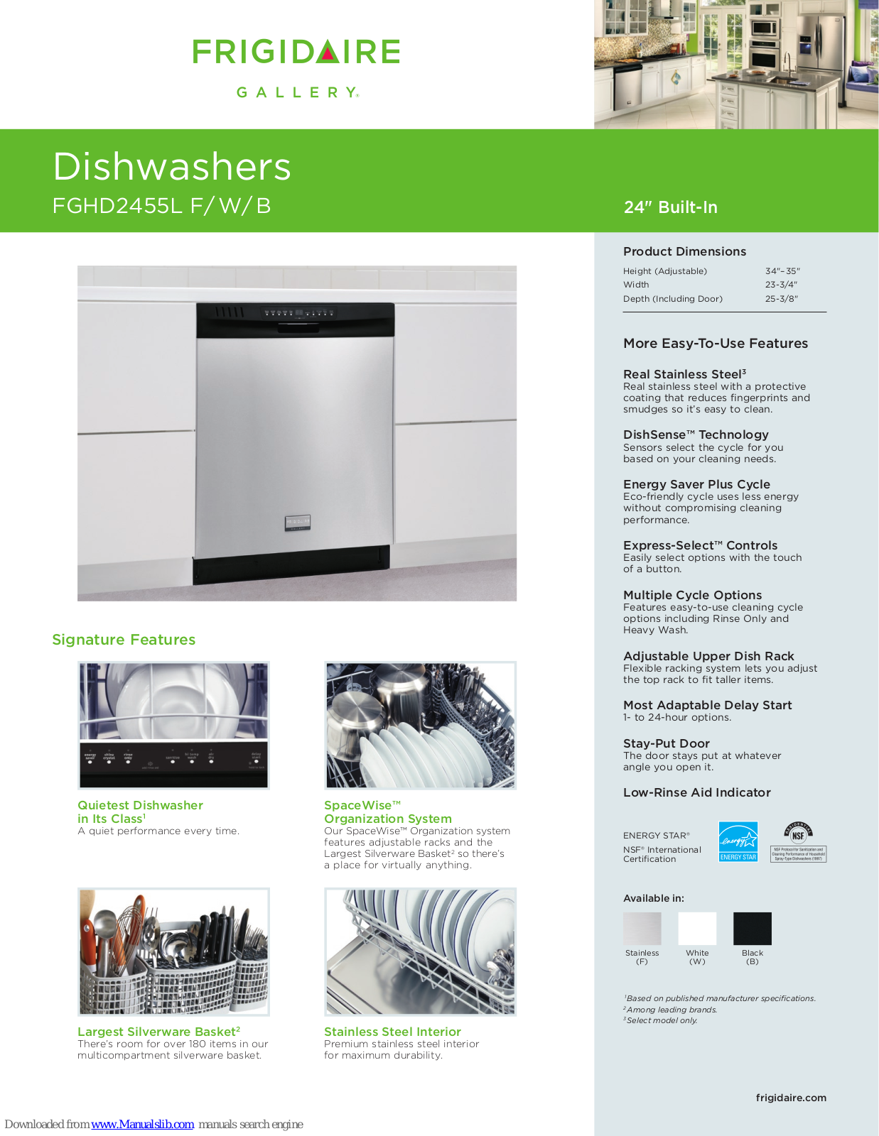 Frigidaire Gallery FGHD2455LF, FGHD2455LB, FGHD2455LW Specifications - ManualMachine.com