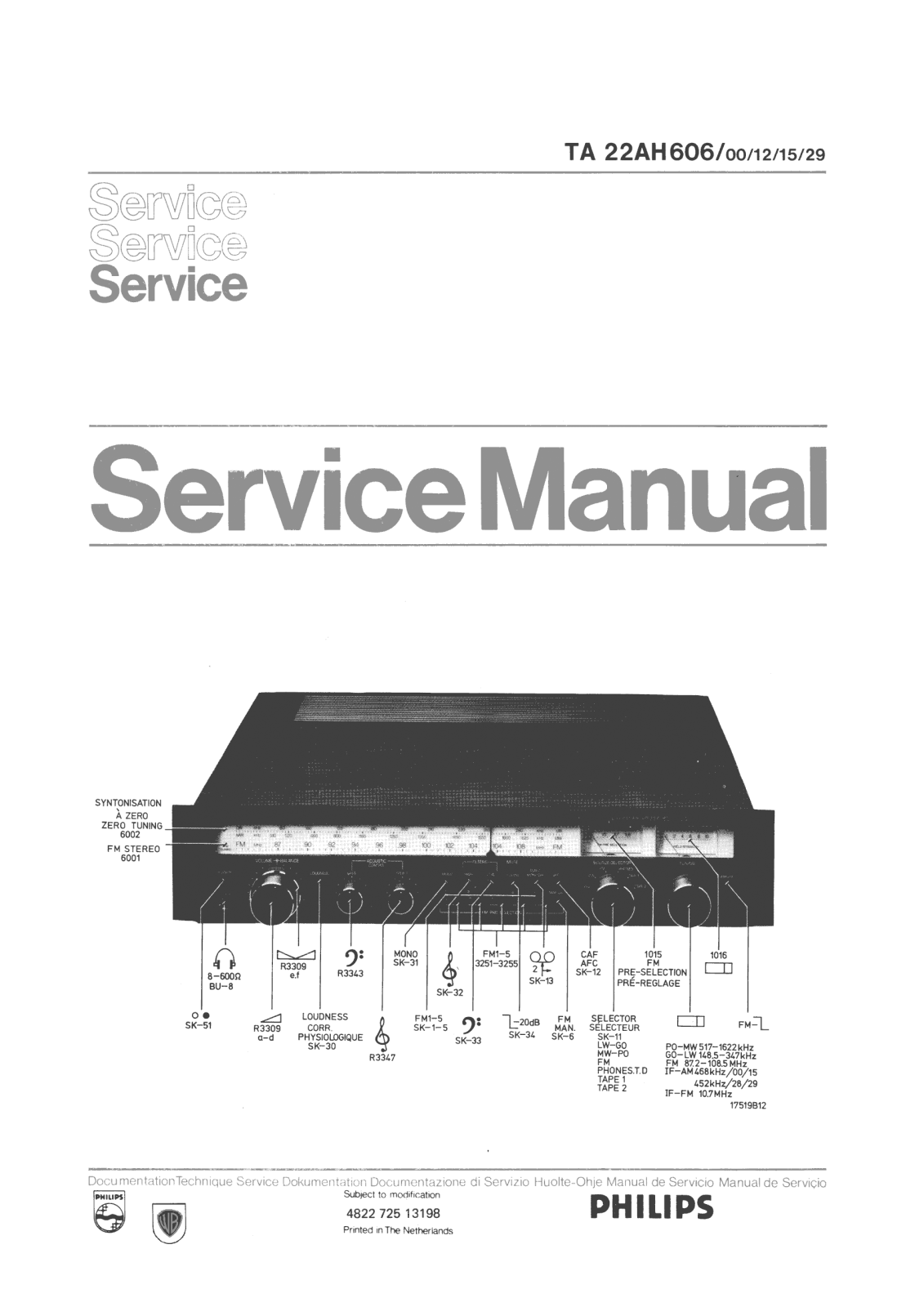 Philips 22-AH-606 Service Manual