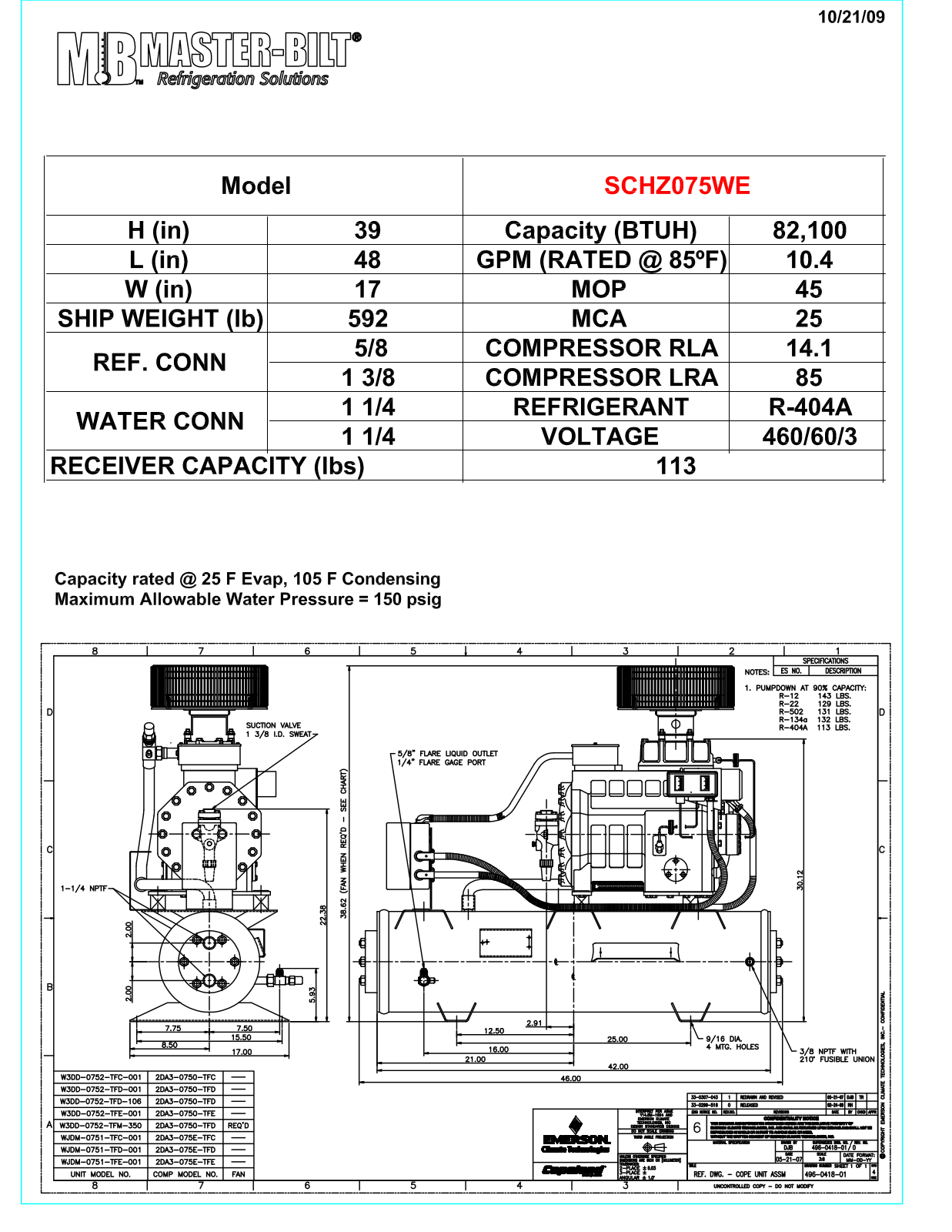 Master-Bilt SCHZ075WE User Manual