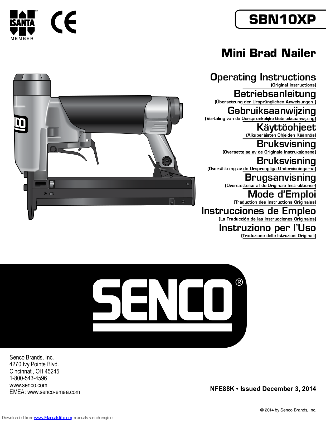 Senco SBN10XP Operating Instructions Manual