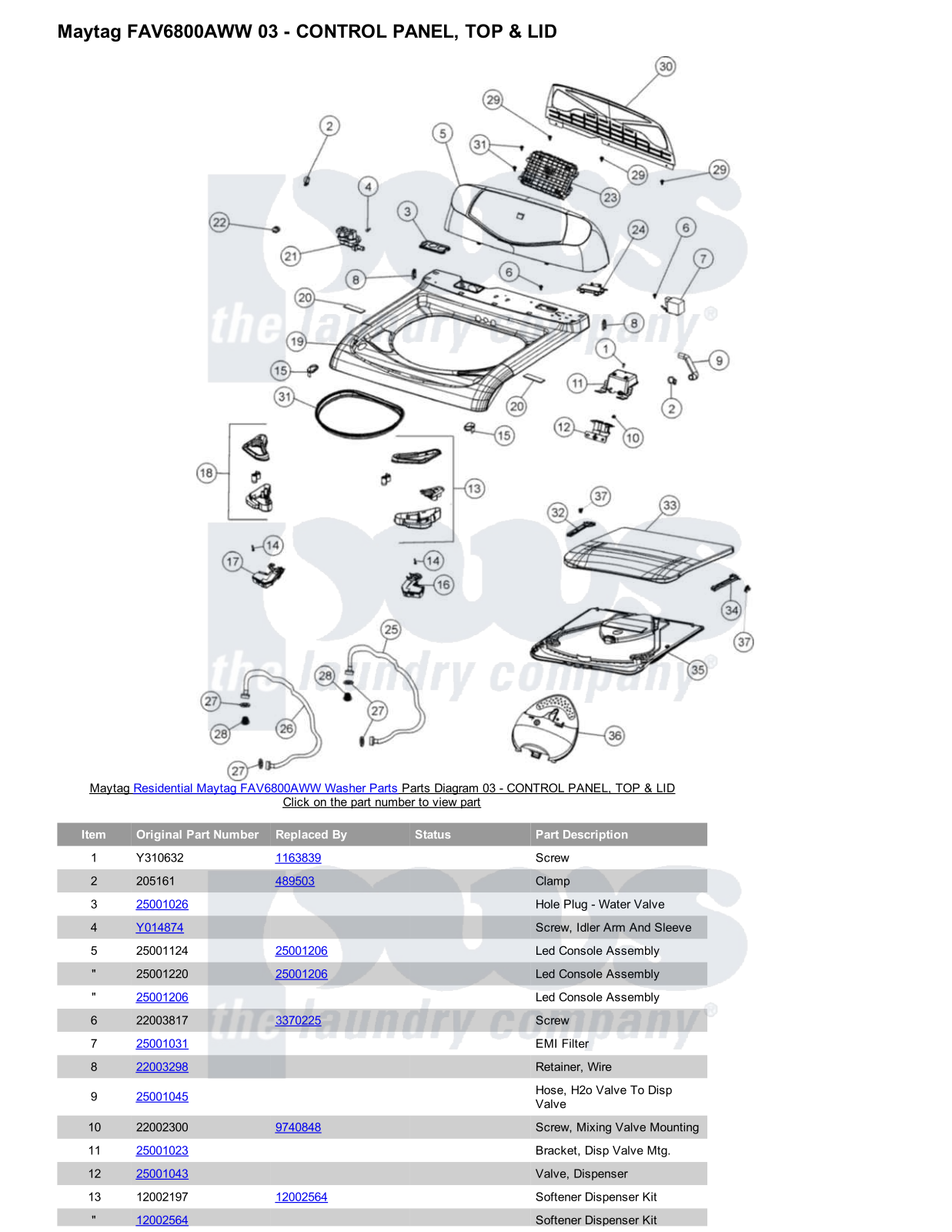 Maytag FAV6800AWW Parts Diagram