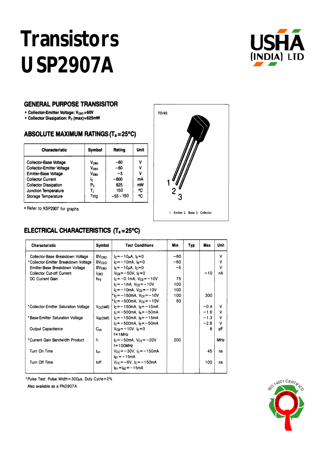 USHA USP2907A Datasheet