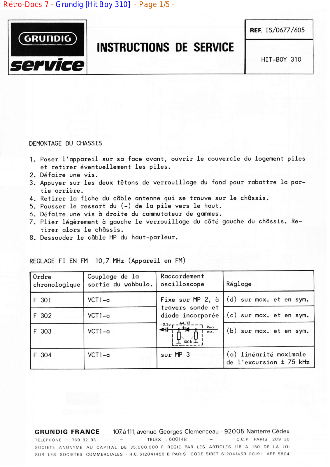 Grundig Hit-Boy-310 SM Schematic