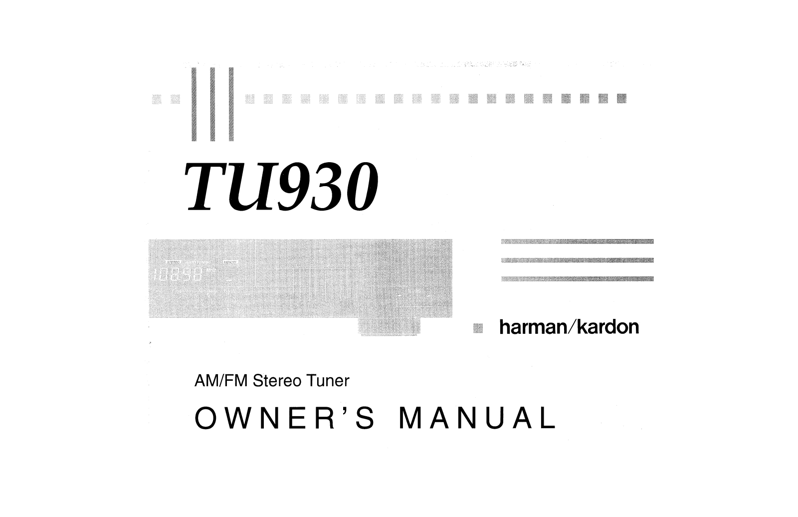 Harman kardon TU930 User Manual