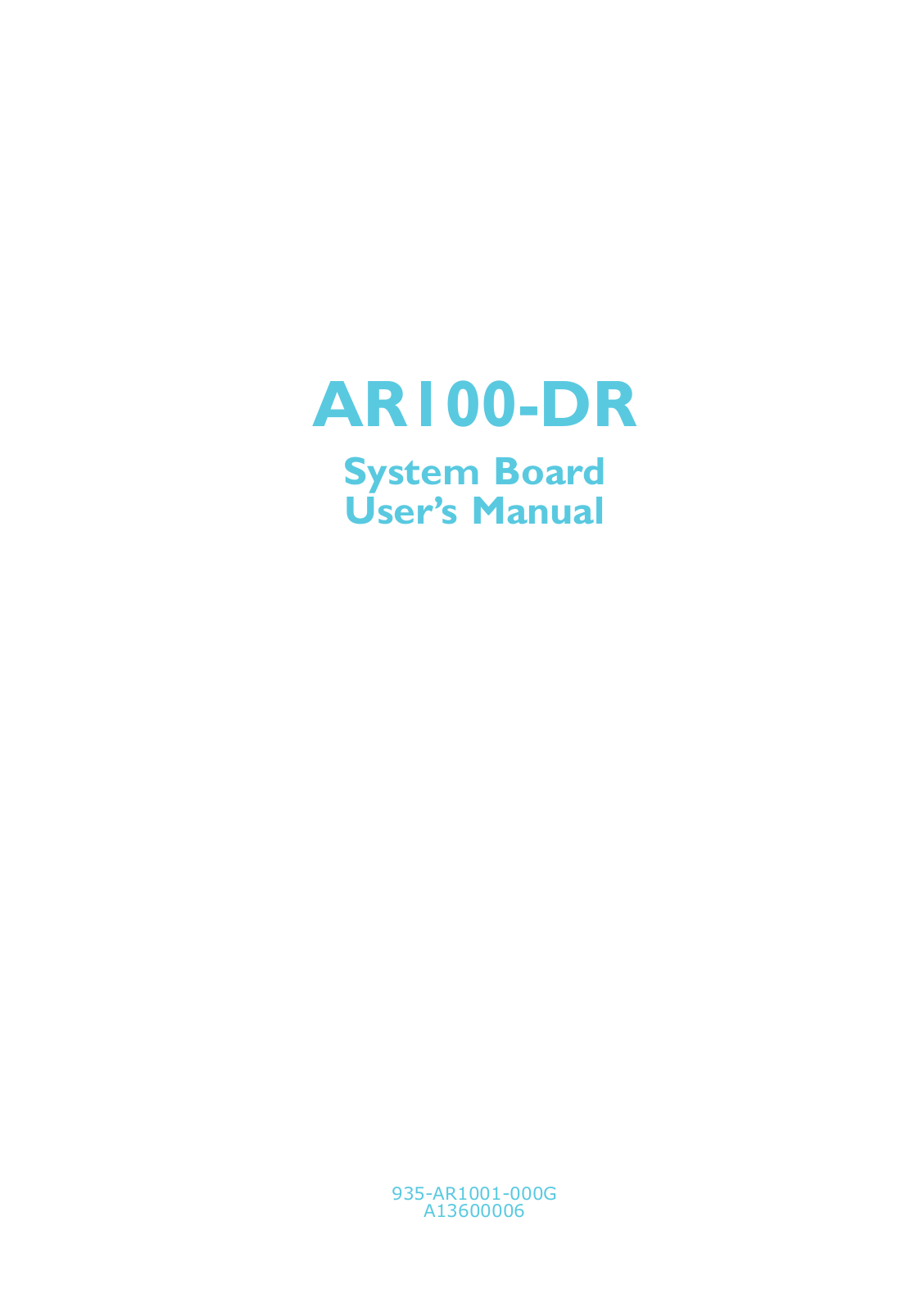 DFI AR100-DR User Manual