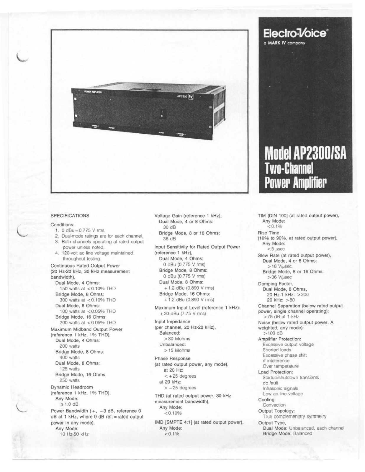 Electro-Voice AP-2300-SA Brochure