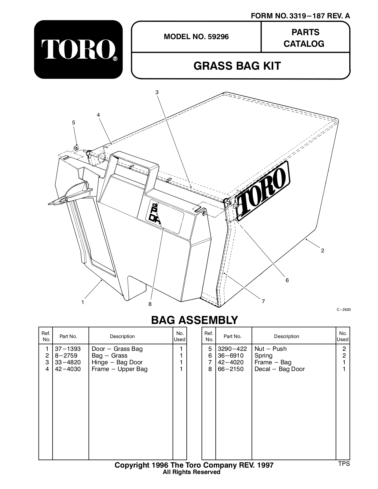 Toro 59296 Parts Catalogue