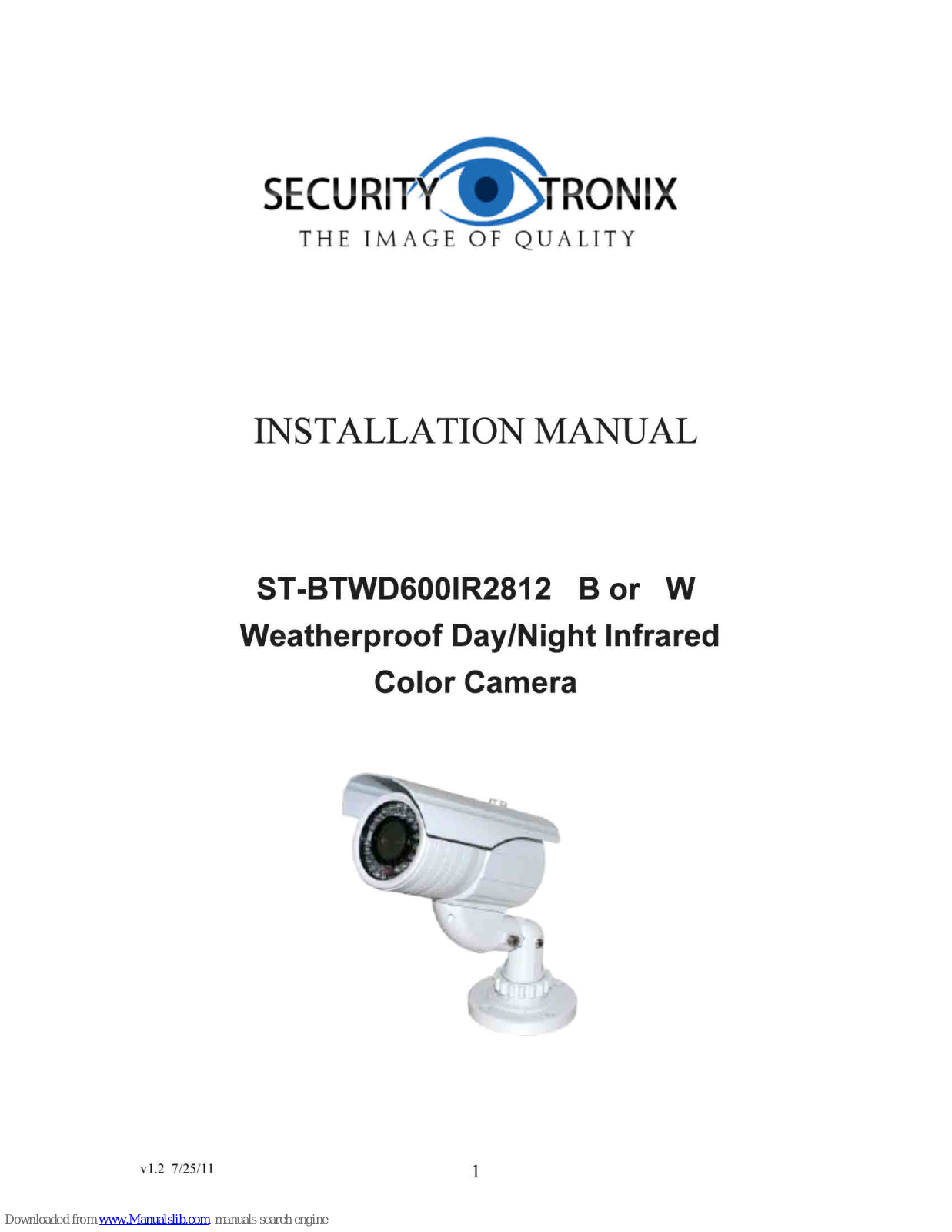 Security Tronix ST-BTWD600IR2812 B Installation Manual