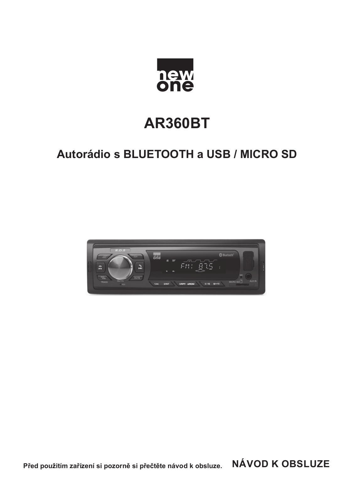 NEW ONE AR330, AR380BT, AR360BT User Manual - ManualMachine.com
