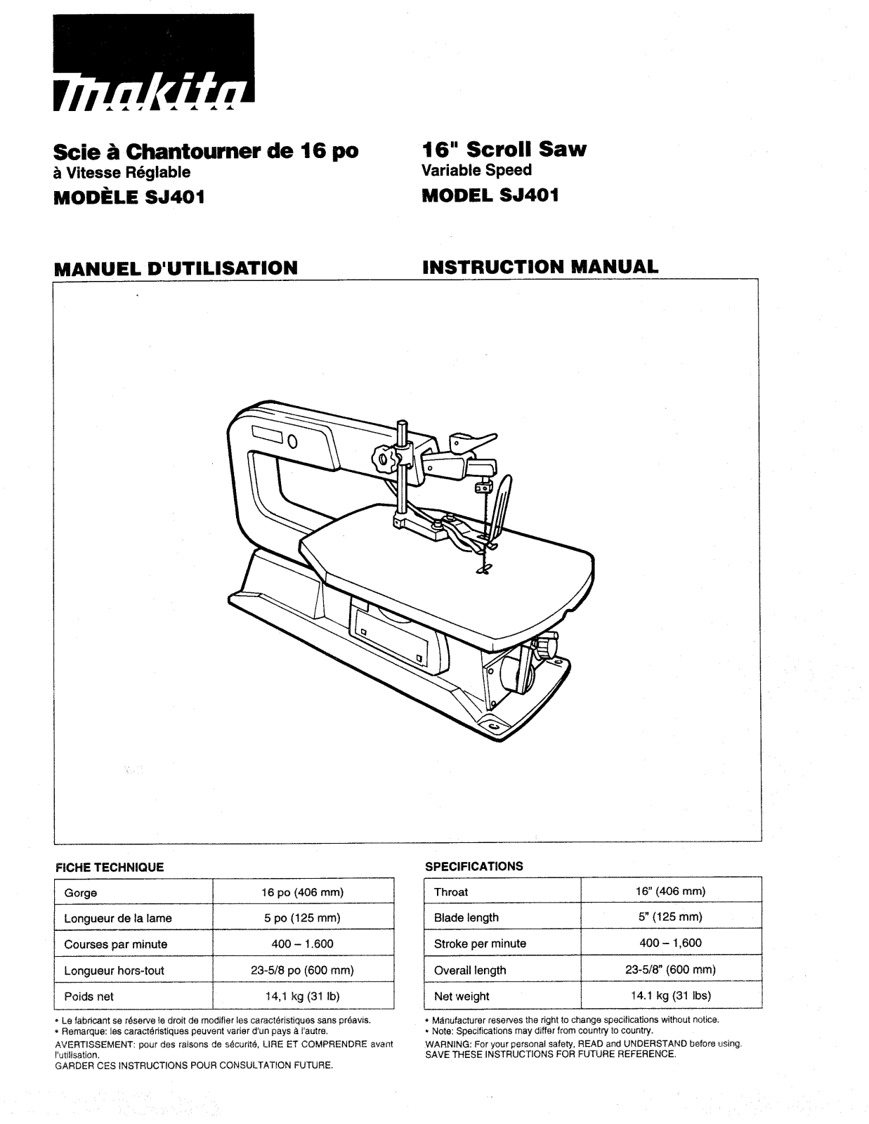 Makita SJ401 User Manual