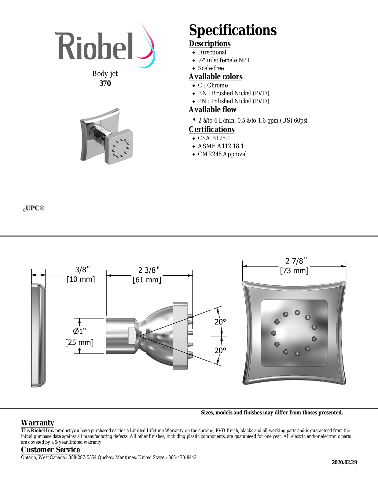 Riobel 370PN Specifications - ManualMachine.com