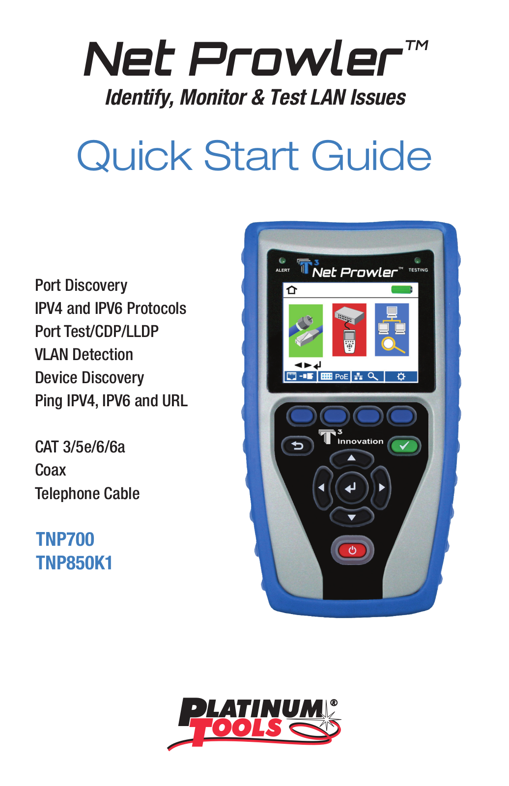 Platinum Tools TNP700 Quick Start Guide