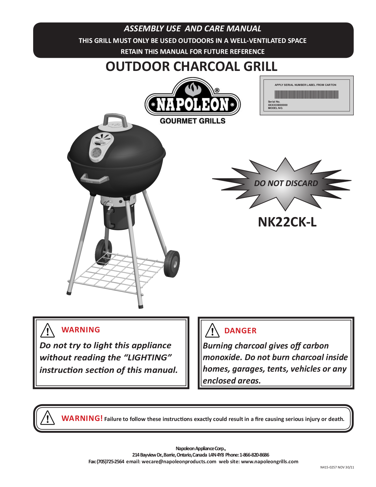 Napoleon Grills NK22CK-L User Manual