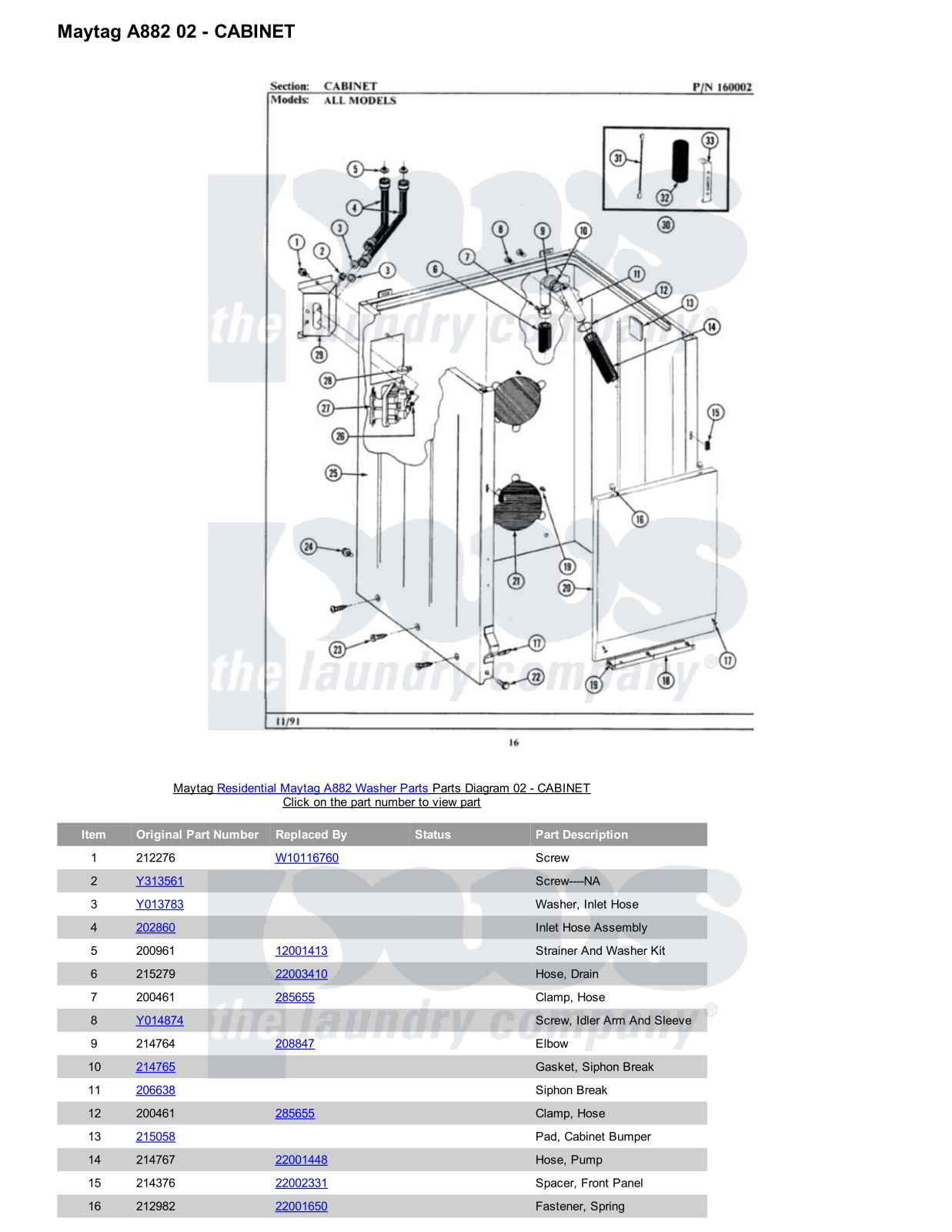 Maytag A882 Parts Diagram