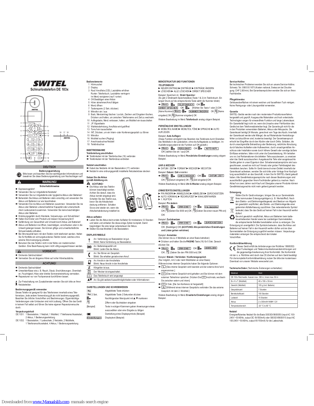 switel DE 103x, DC 590 Series Operating Instructions Manual - ManualMachine.com