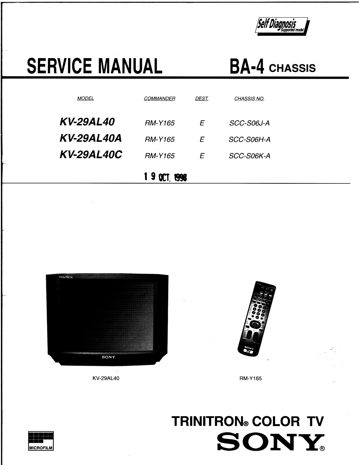 SONY KV 29AL40, KV 29AL40A, KV 29AL40C Service Manual