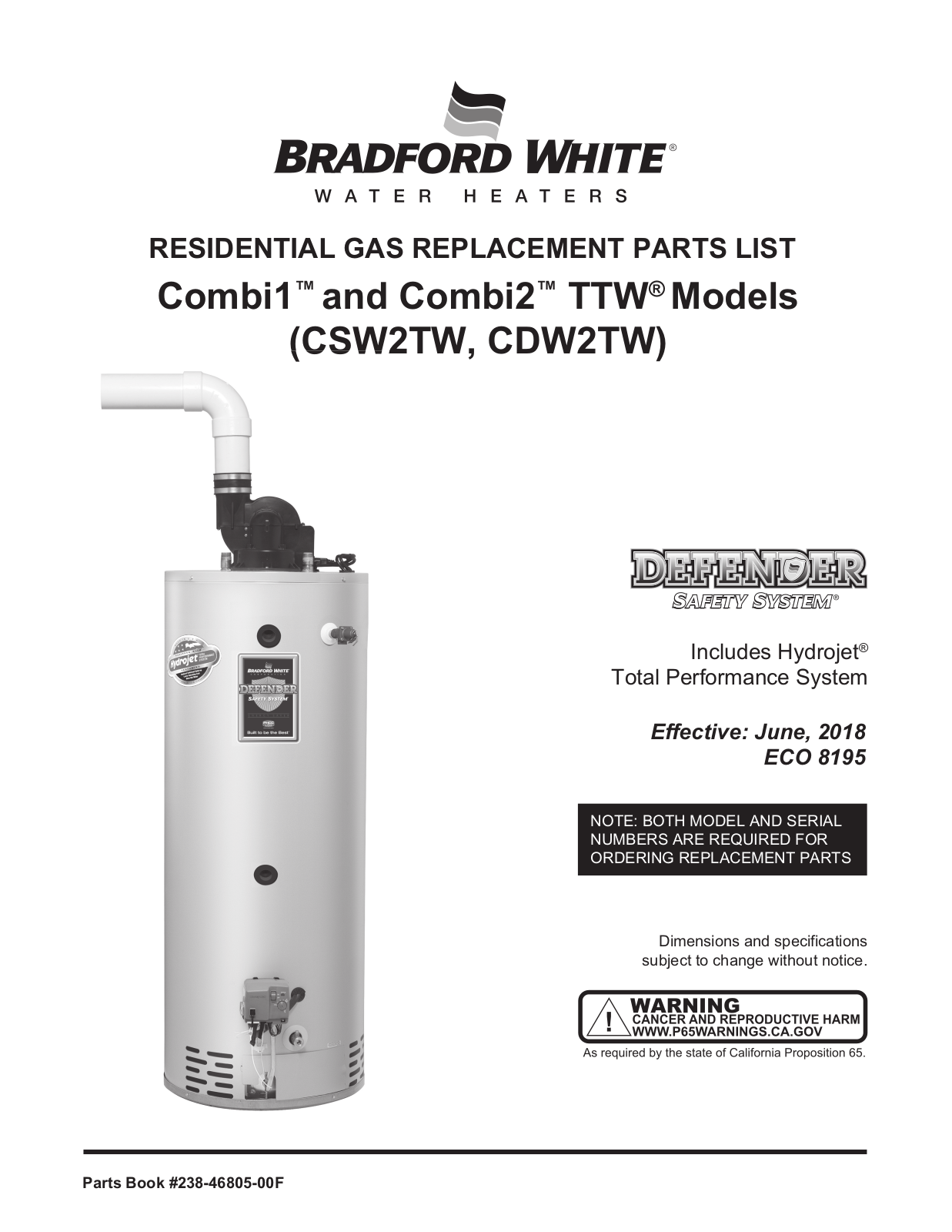 Bradford White C-DW2-TW50T10FBN, C-DW2-TW75T10BN Service manual