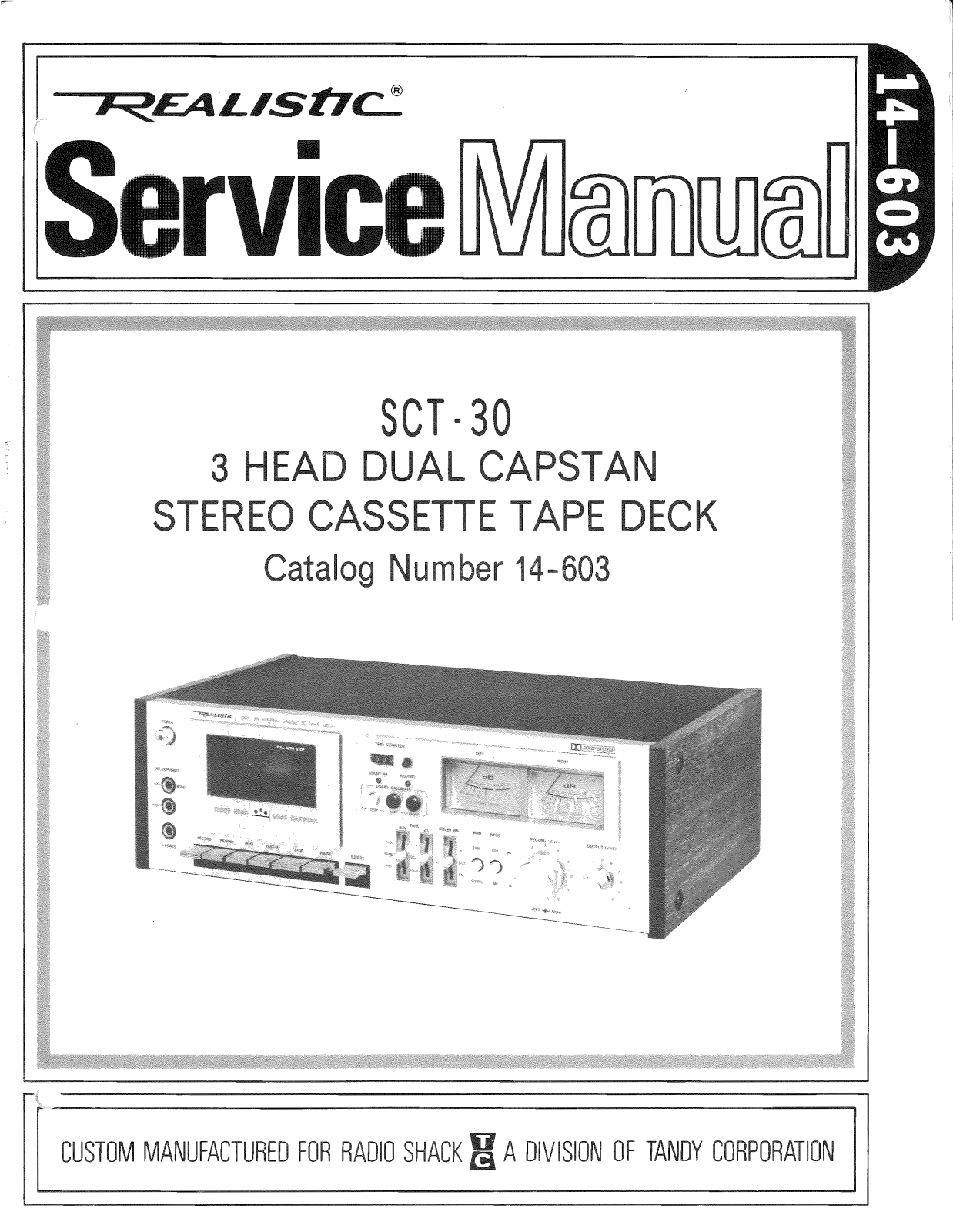 Realistic   RadioShack SCT-30 Service Manual