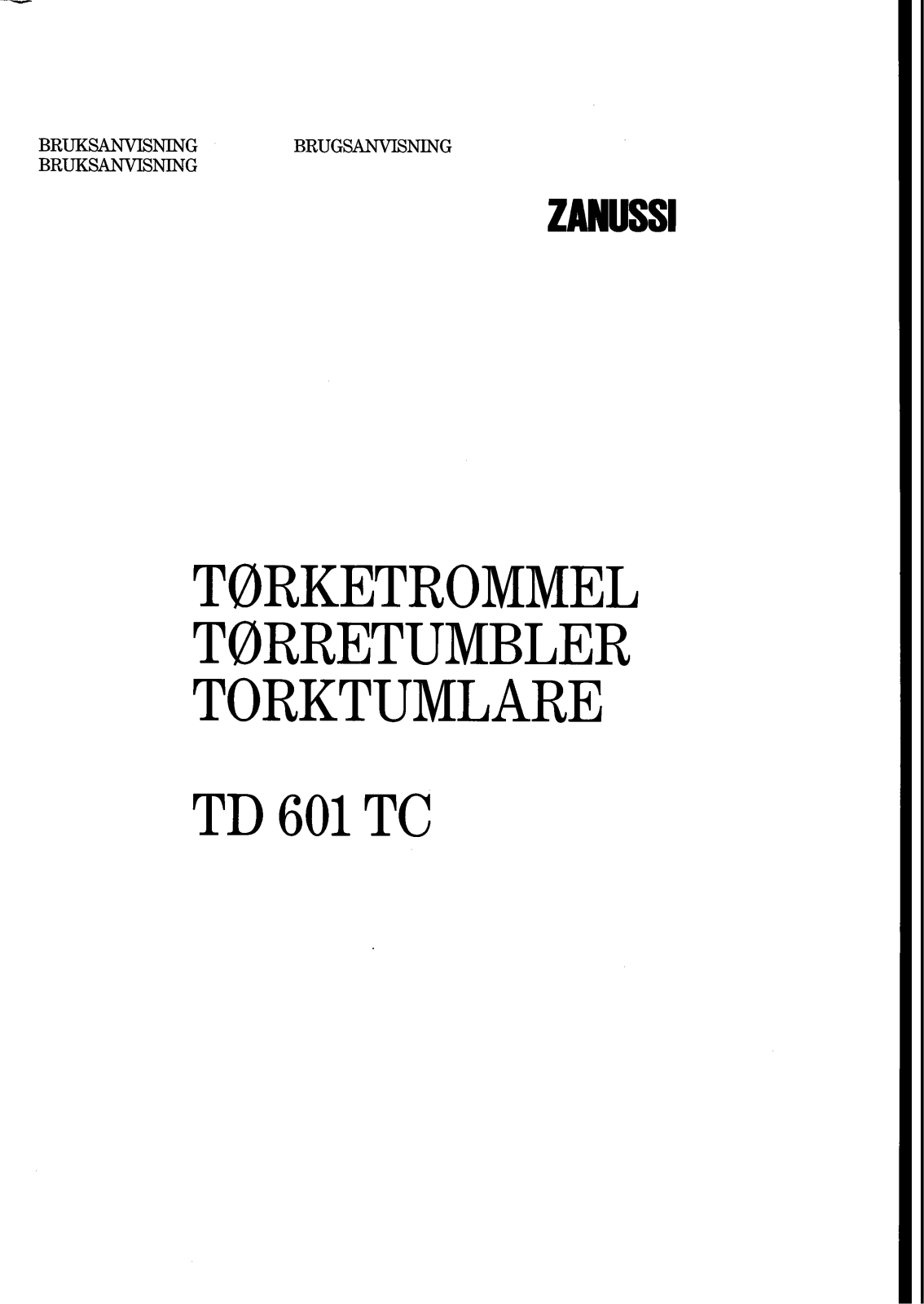 Zanussi TD601TC User Manual