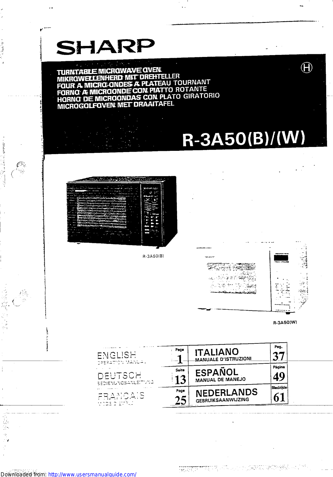 SHARP R-3A50 User Manual