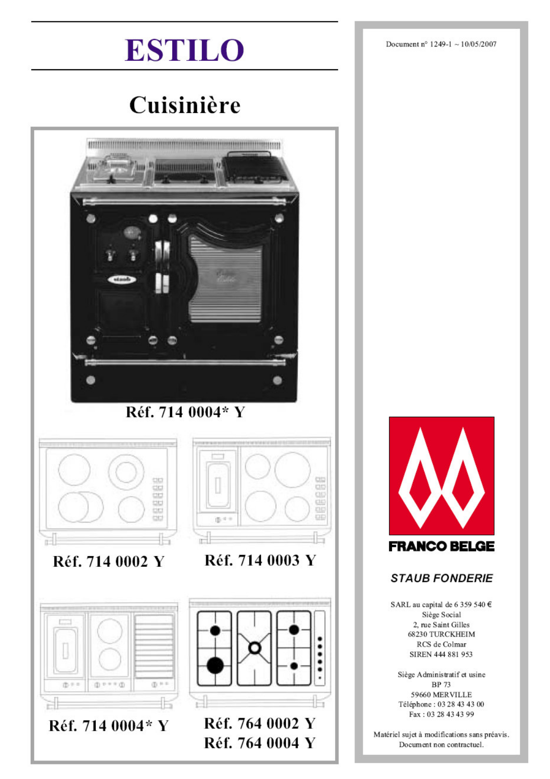 STAUB ESTILO 714 0002, ESTILO 714 0003 User Manual